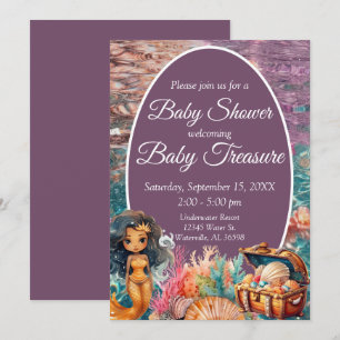 Invitación Elegante Baby Shower de sirena negra
