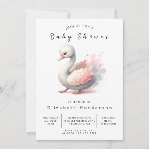 Invitación Elegante Baby Shower de Swan editable