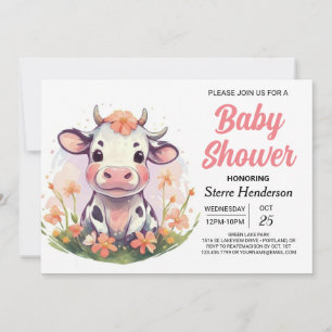 Invitación Elegante Baby Shower de vaca digital mágico Barnya