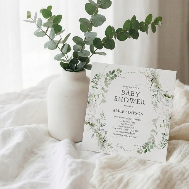 Invitación Elegante Baby Shower de vegetación moderna (Subido por el creador)
