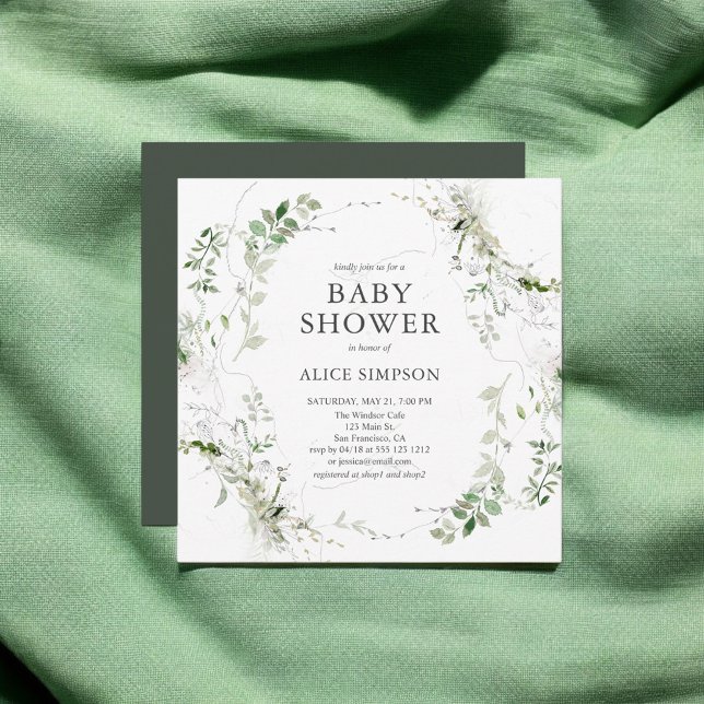 Invitación Elegante Baby Shower de vegetación moderna (Subido por el creador)