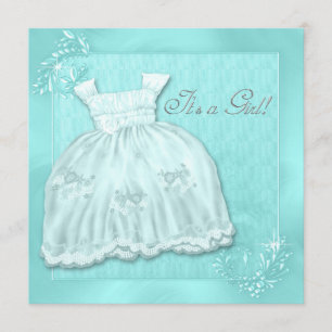 Invitación Elegante Baby Shower de vestido azul Verde azulado