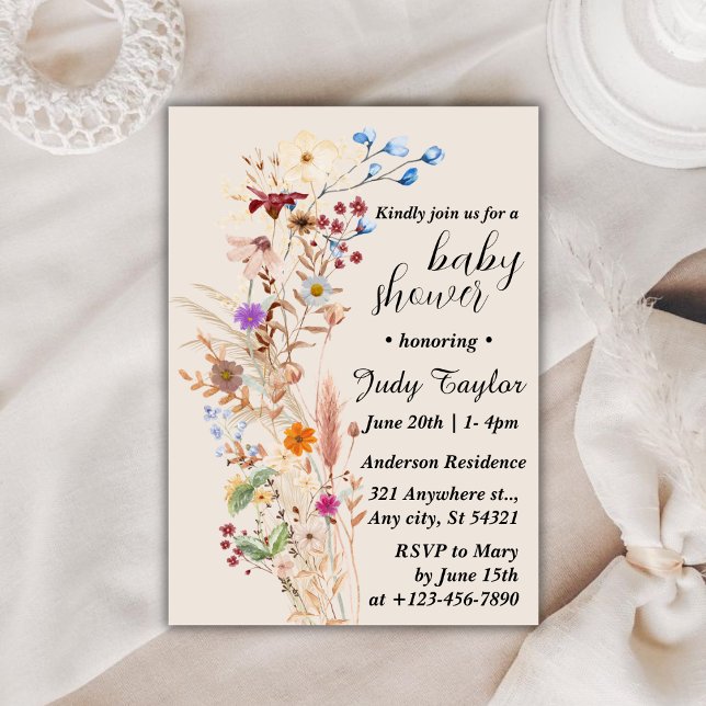Invitación Elegante Baby Shower de Wildflower Boho (Subido por el creador)