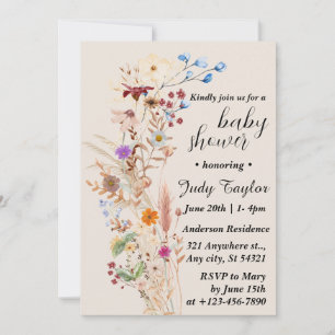 Invitación Elegante Baby Shower de Wildflower Boho