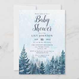 Invitación Elegante Baby Shower del bosque de pinos de invier