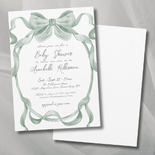 Invitación Elegante Baby Shower del Lazo Verde Menta
