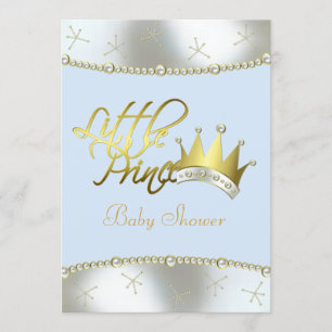 Invitación Elegante Baby Shower del pequeño príncipe en azul
