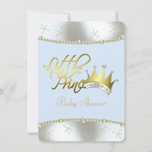 Invitación Elegante Baby Shower del pequeño príncipe en azul