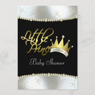 Invitación Elegante Baby Shower del Principito Negro y Dorado