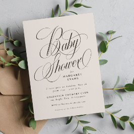 Invitación Elegante baby shower en beige marrón neutral
