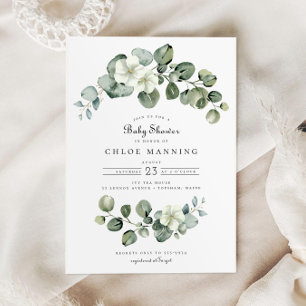 Invitación Elegante Baby Shower Eucalyptus Arch Greenery