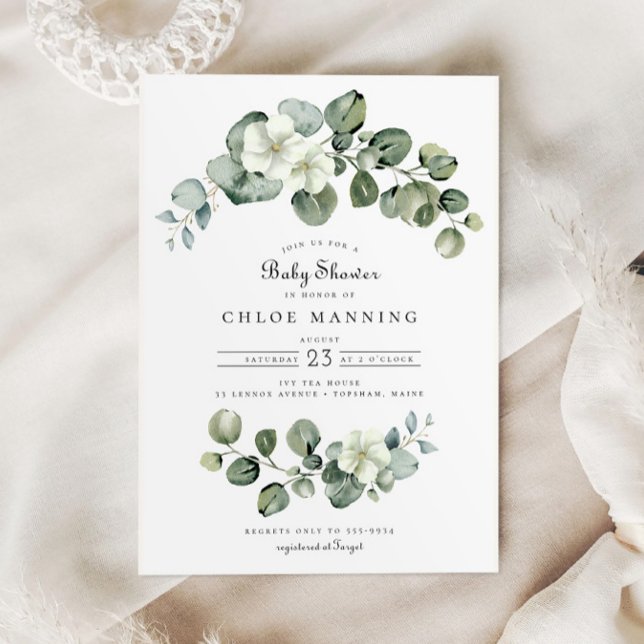 Invitación Elegante Baby Shower Eucalyptus Arch Greenery (Subido por el creador)