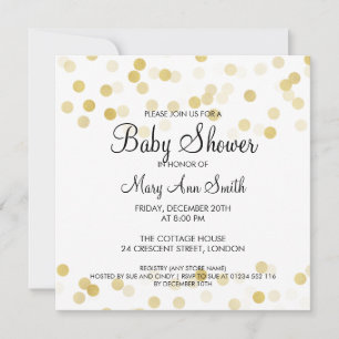 Invitación Elegante Baby Shower Faux Relieve metalizado dorad