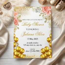 Invitación Elegante Baby Shower Floral