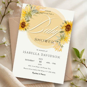 Invitación Elegante Baby Shower floral amarillo girasol