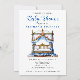Invitación Elegante Baby Shower Floral Blue Crib