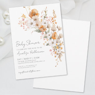 Invitación Elegante Baby Shower Floral de flores silvestres