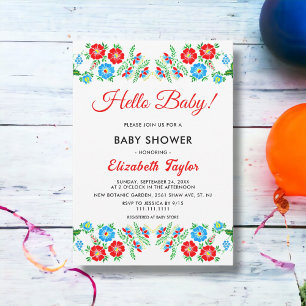 Invitación Elegante Baby Shower floral de Roses Rojos Rústico