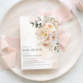Invitación Elegante Baby Shower Floral Eucalyptus