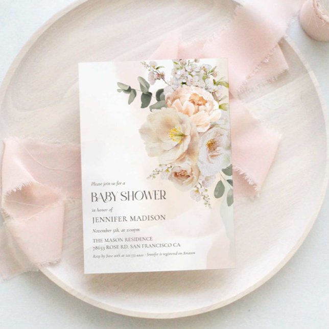 Invitación Elegante Baby Shower Floral Eucalyptus (Subido por el creador)