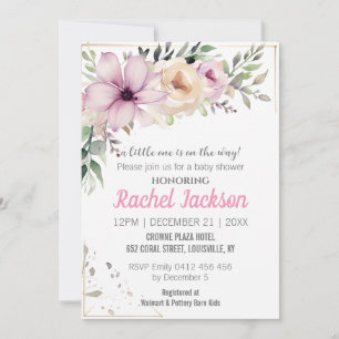 Invitación Elegante Baby Shower Floral Pintura Botánica