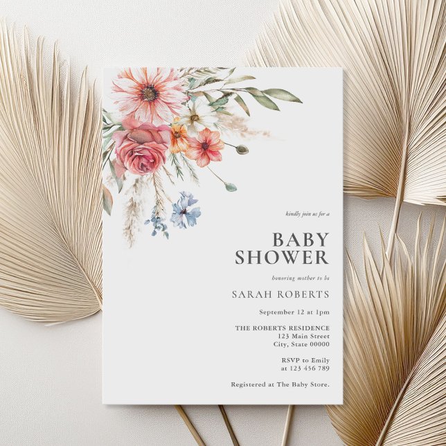 Invitación Elegante Baby Shower floral rústico (Subido por el creador)