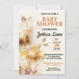 Invitación Elegante Baby Shower floral rústico