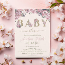 Elegante Baby Shower floral suave de tonos rosados