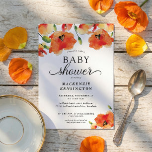 Invitación Elegante Baby Shower Golden Poppy
