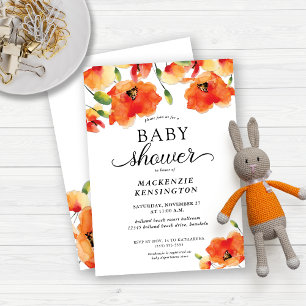 Invitación Elegante Baby Shower Golden Poppy
