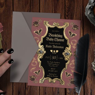 Invitación Elegante Baby Shower gótico de color oscuro victor