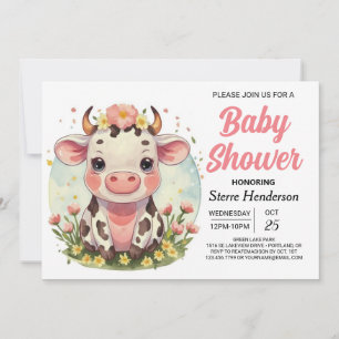 Invitación Elegante Baby Shower mágico de vaca digital