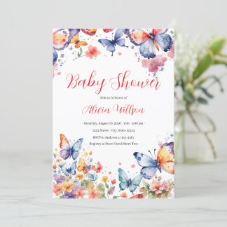 Invitación Elegante Baby Shower mariposa