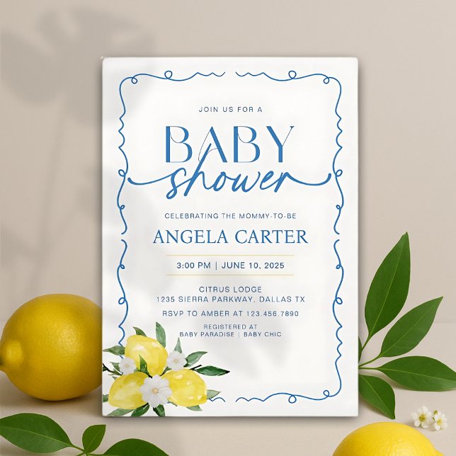 Invitación Elegante Baby Shower mediterráneo limón (Subido por el creador)