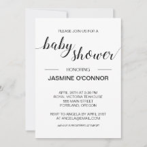 Elegante Baby Shower Minimalista negro y blanco