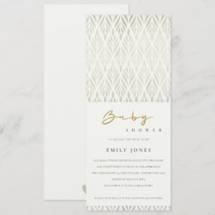 INVITACIÓN ELEGANTE BABY SHOWER MODERNO ART DECO BLANCO DE PL