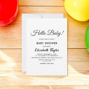 Invitación Elegante Baby Shower Moderno Blanco Y Negro