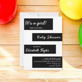 Invitación Elegante Baby Shower Moderno Blanco Y Negro