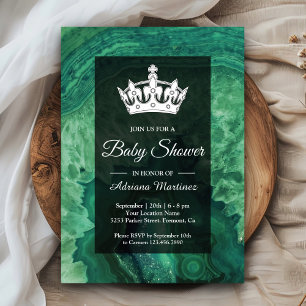 Invitación Elegante Baby Shower Moderno de Ágata Verde