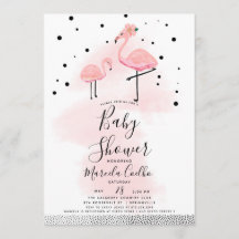 Elegante Baby Shower moderno negro y rosa flamenco