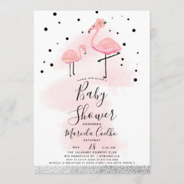 Invitación Elegante Baby Shower moderno negro y rosa flamenco