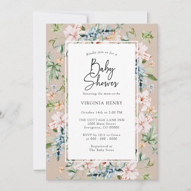 Invitación Elegante Baby Shower neutral de género (Anverso)