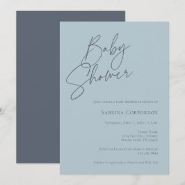 Invitación Elegante Baby Shower neutral de género | Azul agit