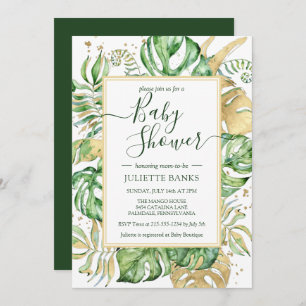 Invitación Elegante Baby Shower neutral de género tropical