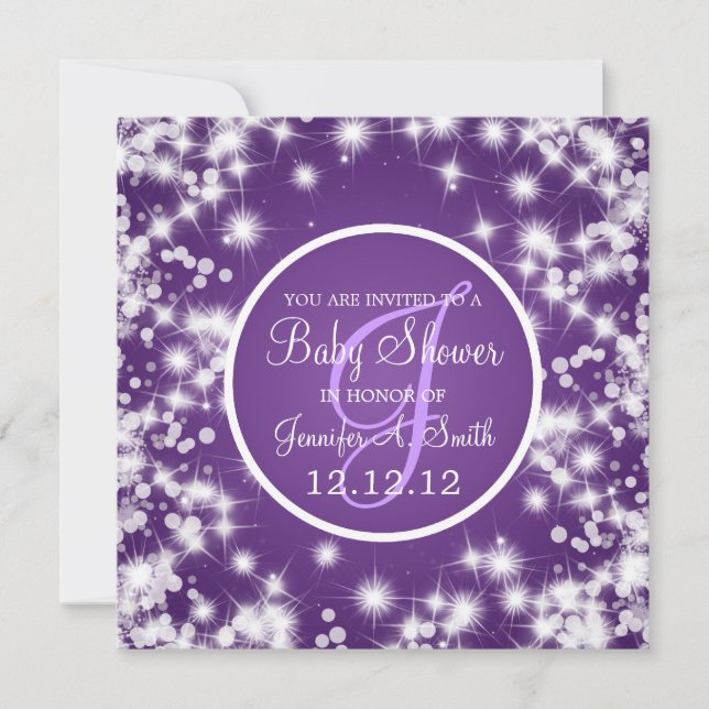 Invitación Elegante Baby Shower Neutral esparcen violeta (Anverso)