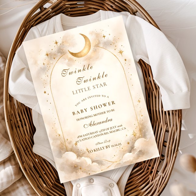 Invitación Elegante Baby Shower Neutral Estrellada (Subido por el creador)
