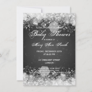 Invitación Elegante Baby Shower Night Sparkle Black