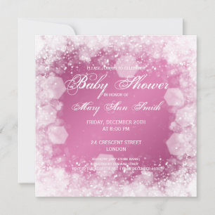 Invitación Elegante Baby Shower Night Sparkle Pink