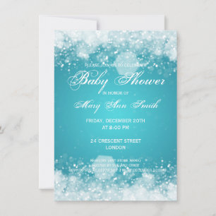 Invitación Elegante Baby Shower Night Sparkle Turquoise
