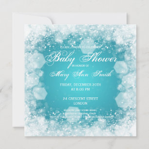 Invitación Elegante Baby Shower Night Sparkle Turquoise